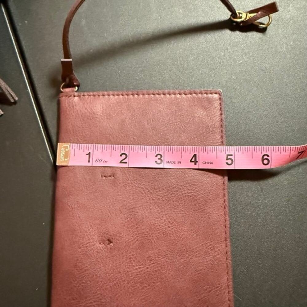 Anthropologie Wine Red Tassel Acrylic Handle Purse With Wallet Small Medium - Picture 11 of 15